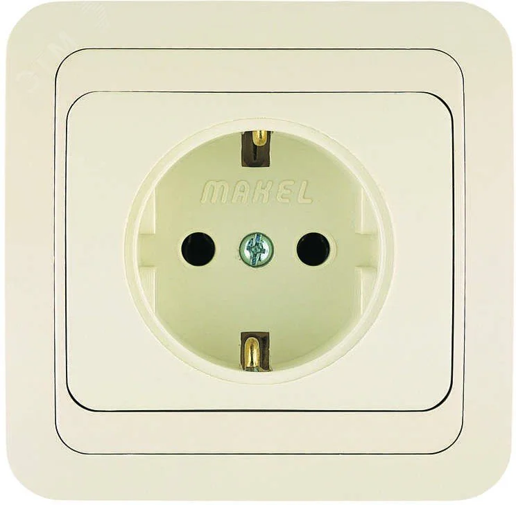 Розетка 1-м СП Mimoza 16А IP20 с заземл.керамика крем./крем. 25008