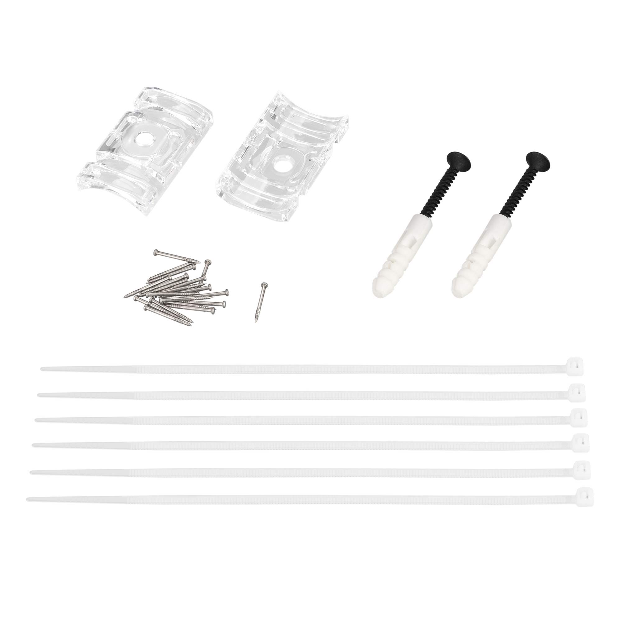 Держатель MAG-FLEX-BRACKET (CLEAR) 036249 - Держатель для Светильник MAG-FLEX-TUBE-ELASTIC. Выдерживает вес максимум 10 кг. В комплекте 2 скобы, 6 хомутов, гвоздики. Цена за комплект.