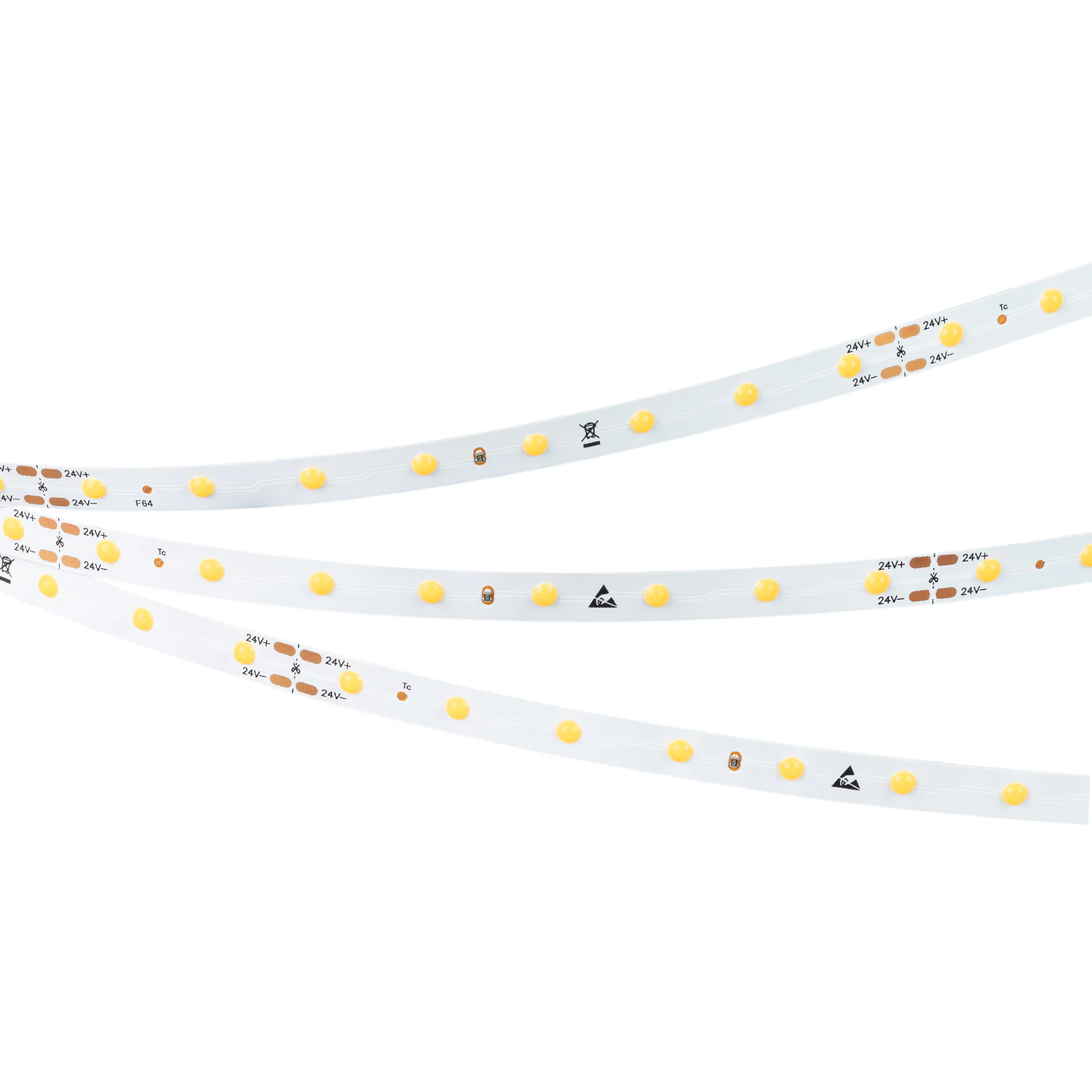 Лента DOT-X64-8mm 24V Warm3000 (5 W/m, IP20, 5m) 040233 - Лента DOT с видимой световой точкой. Светодиод Point Light, 64 шт/м (320 шт на 5 м), белая плата, ширина 8 мм, скотч 3M. Цвет ТЕПЛЫЙ 3000 K, цветопередача CRI>80, угол 145°. Питание 24 В, мощность 