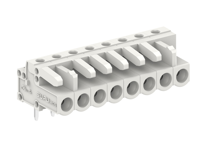 Розеточный разъем на плату 450855 - Розеточный разъем, горизонтальный, на плату, шаг: 5.0 мм, 5 полюсов, фиксация на плате пайкой, исполнение: стандартное, 320V, 12A, цвет: серый