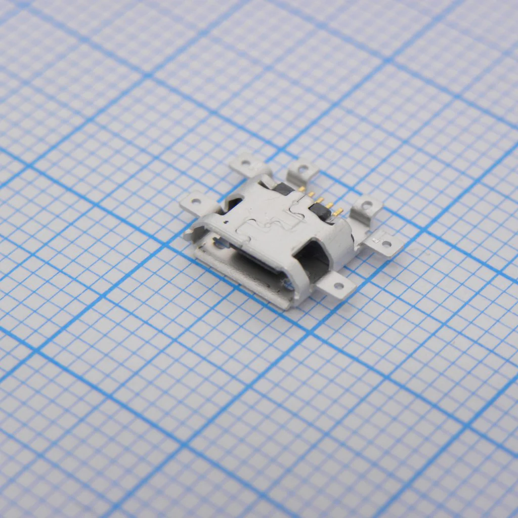 474910001 - Разъем Micro USB тип B, USB 2.0, розетка, 5 вывод(-ов), Поверхностный Монтаж, Прямой Угол