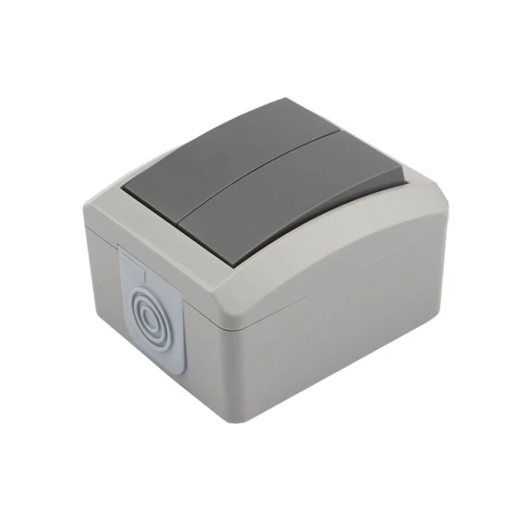 Выключатель двухклавишный INDUSTRIAL IP54, о/у, серый KRANZ KR-78-0609