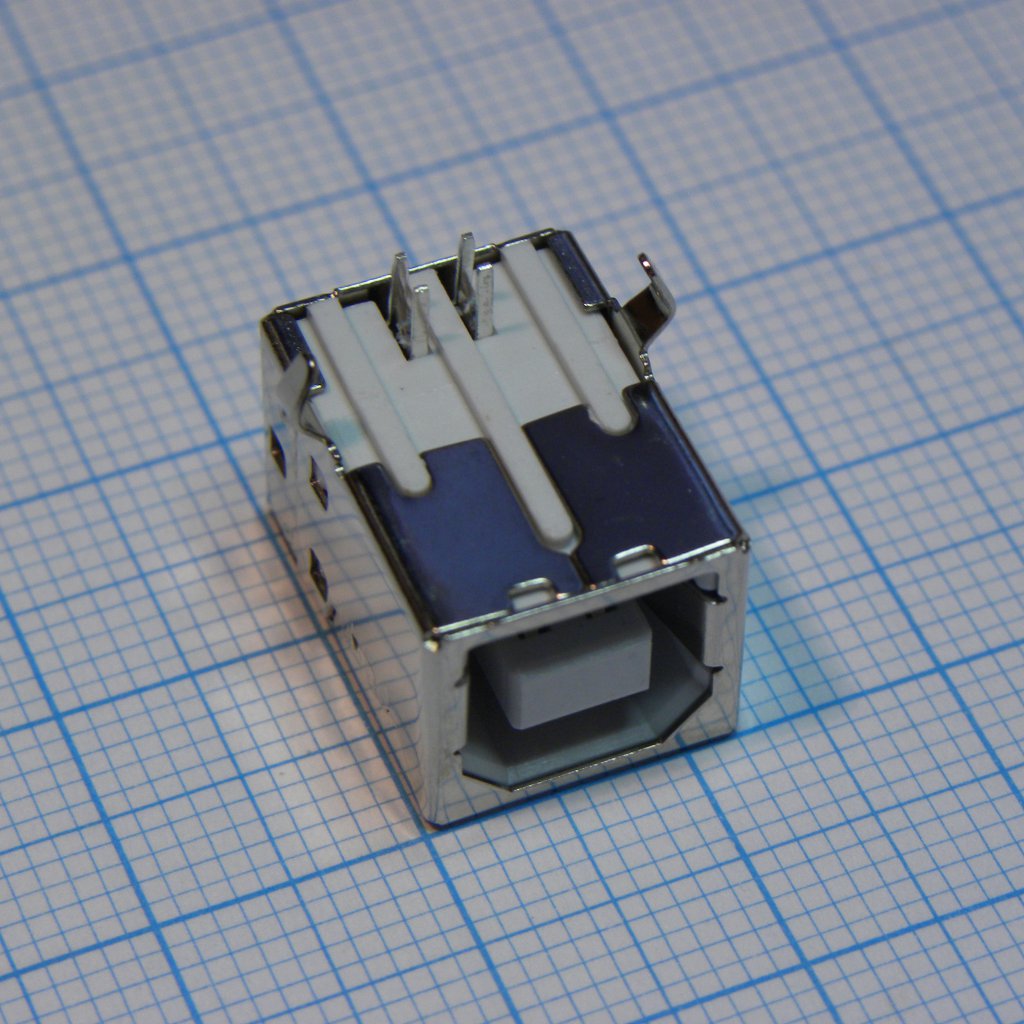 L-KLS1-151-W - Разъем USB тип B розетка на плату белая,  угловая