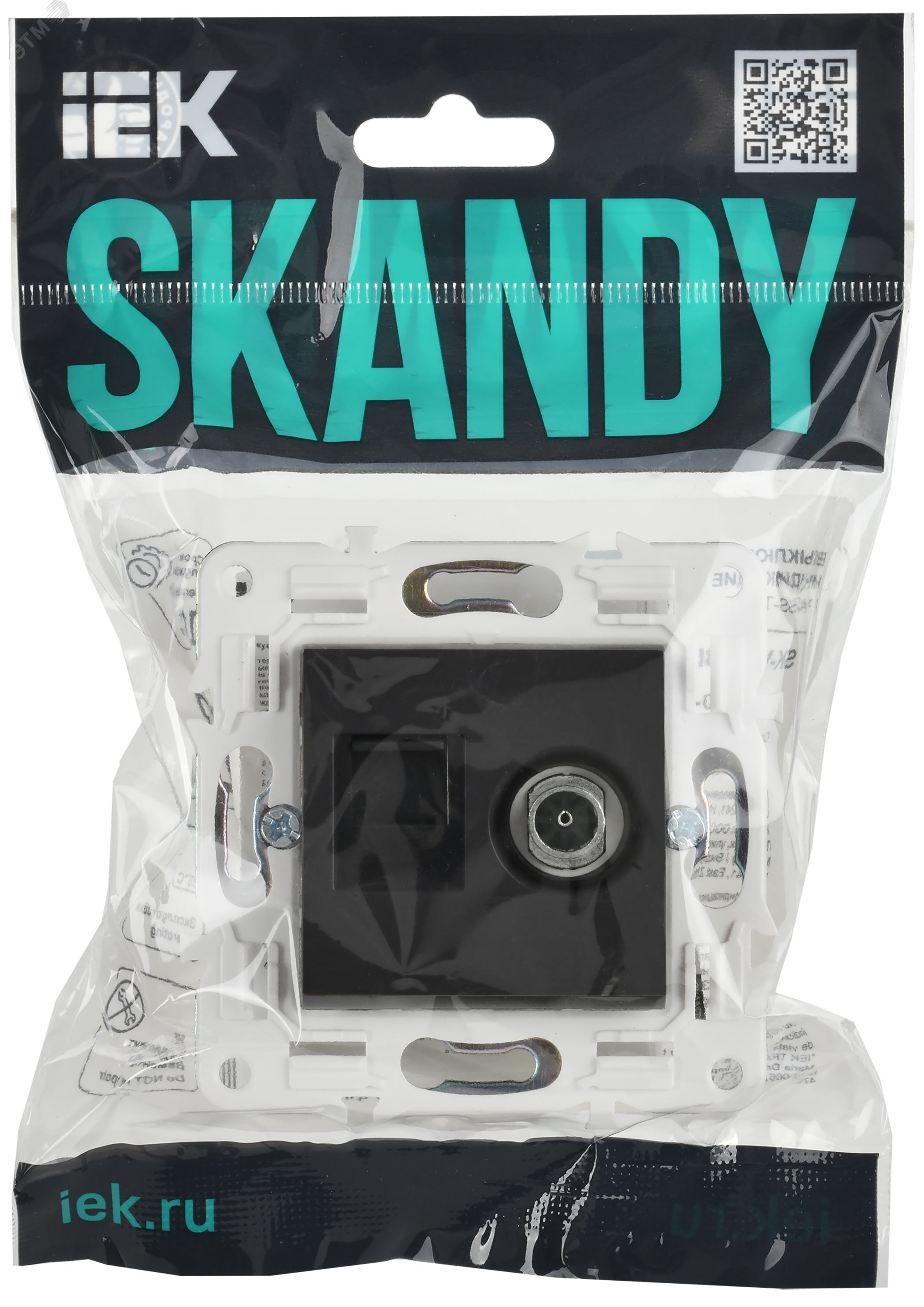 SKANDY Розетка двойная TV+RJ45 кат.5E SK-A14T титан IEK SK-AK20-1-K48