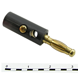 10-0015 GOLD BLACK - Штекер BANANA PLUG  золотой чёрный, винтовое крепление