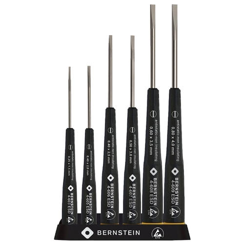 4-610 - Набор из 6 хромванадиевых радиомонтажных шлицевых отверток длиной 140-150 мм