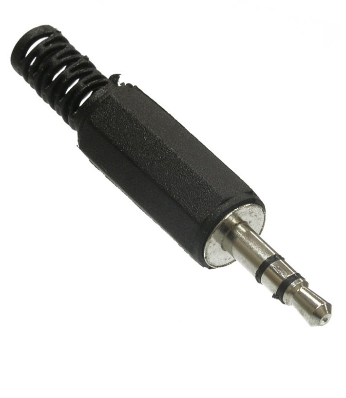 SZC-0012 / STEREO 3.5 MM - Разъём аудио штекер стерео 3.5 мм, на кабель, черный