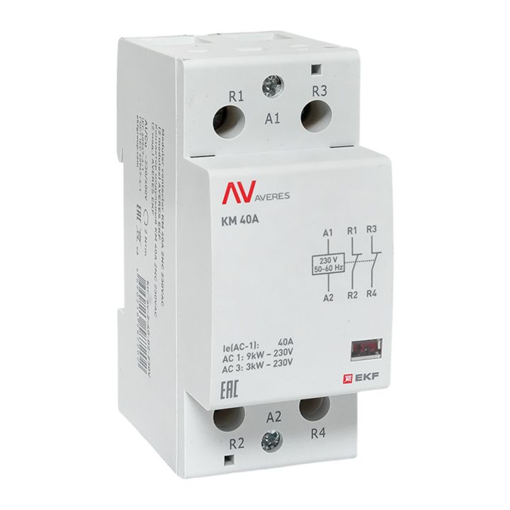 Контактор модульный КМ 40А 2NC 230VAC (2 мод.) AVERES EKF