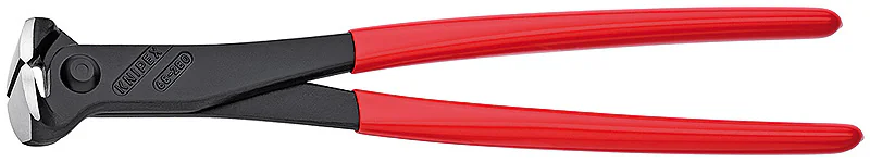 Кусачки торцевые, 280 мм, фосфатированные, обливные ручки KN-6801280 - Кусачки торцевые для скручивания и резания вязальной проволоки с полированной поверхностью головки и режущими кромками с фаской, с пластиковыми рукоятками, диаметр мягкой проволоки - 4