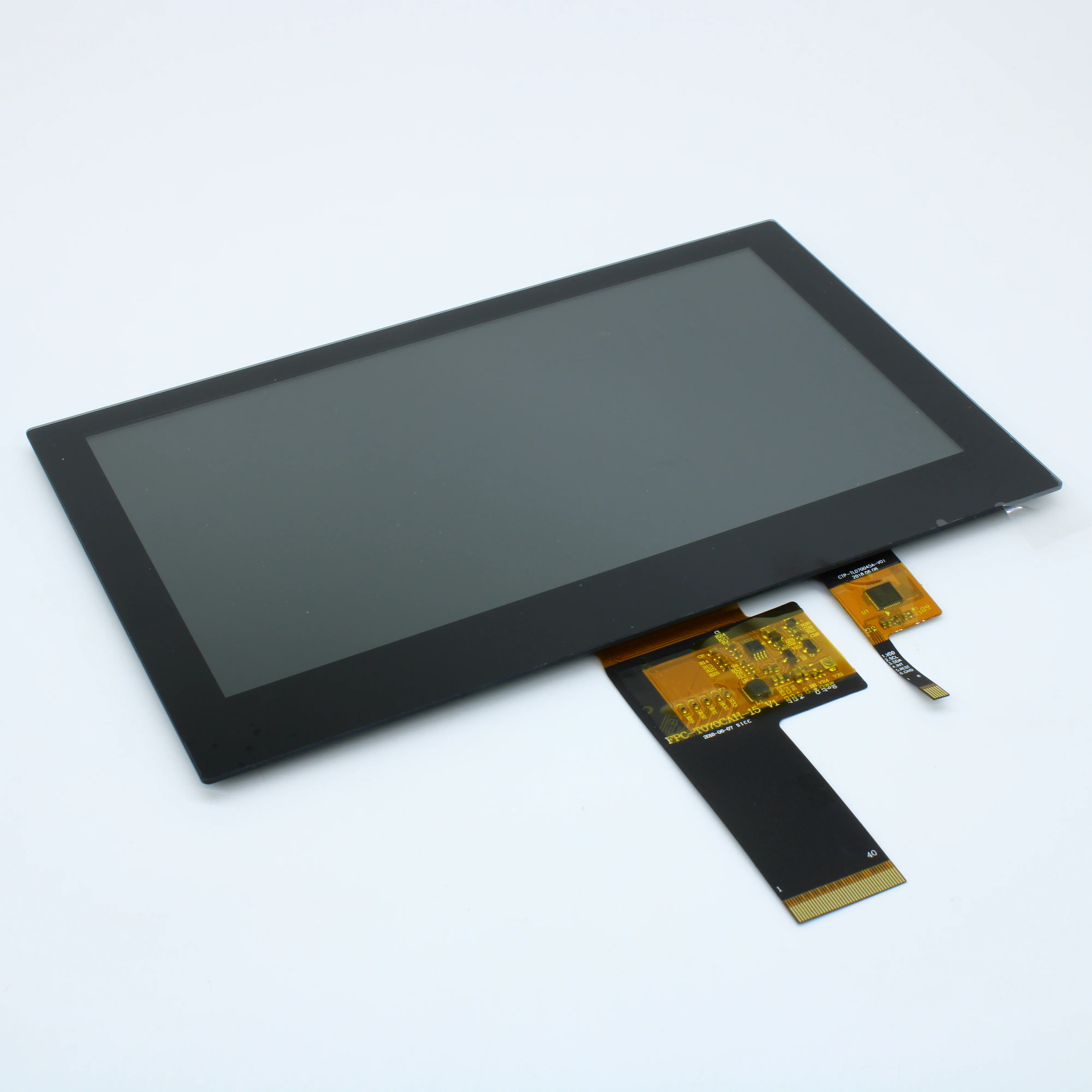 ZW-T070BAHA-19CP - TFT 7.0"+CTP, Разрешение: 1024x600, Тип: IPS, Яркость: 450 кд/м2, Контроллер: HX8282+HX8696, 40 пин., Интерфейс: 8BIT LVDS, Тач-панель: I2C, ILI2117A, Размер модуля, мм: 175.8*111.74*5.20, Рабочая температура, С: -20~+70