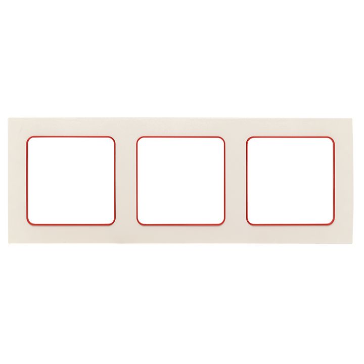 Стокгольм Рамка 3-местная белая с линией цвета красный PROxima EAM-G-304-10