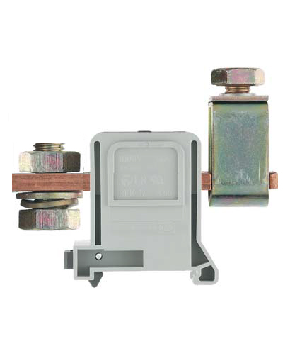 Клемма болтовая RFK 1 / 150 FMK S35 - Сильноточная болтовая клемма, тип фиксации провода: зажимт-перевернутый болт, номинальное сечение: 150 мм кв., 335A, 1000V, ширина: 42 мм, цвет: серый, тип монтажа: DIN 35