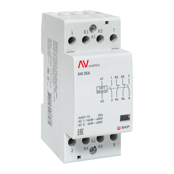 Контактор модульный КМ 25А 2NC+2NO 230VAC (2 мод.) AVERES EKF