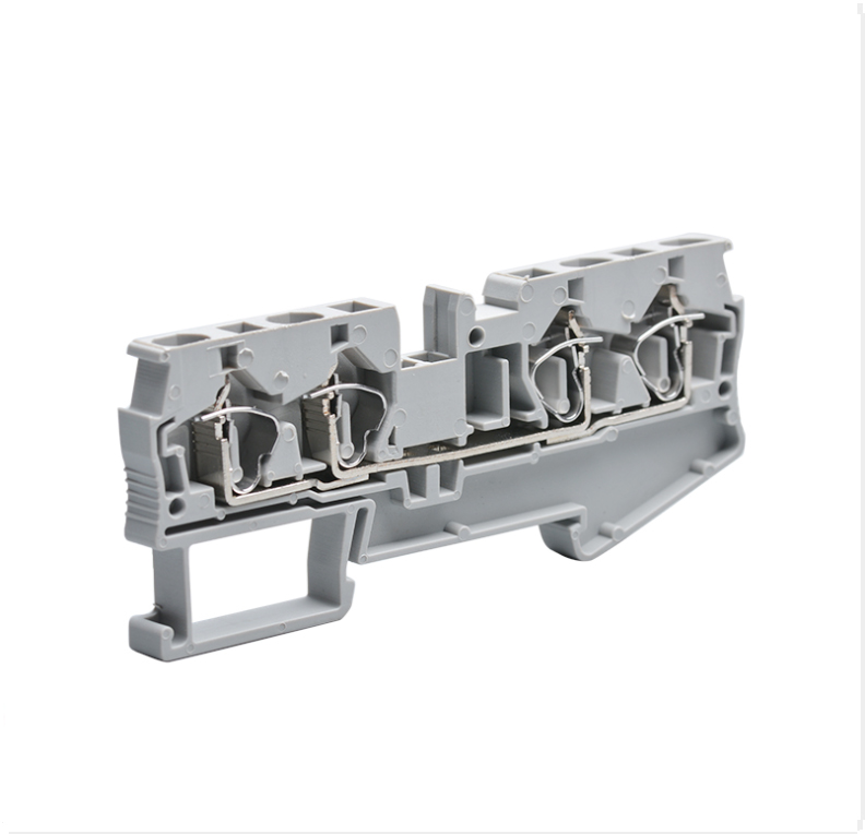 Проходная клемма JUT3-4/2-2-GY - Проходная клемма, 4 точки подключения, тип фиксации провода: пружинный, номинальное сечение: 4 мм кв., 800V, 32A, ширина: 6,2 мм, цвет: серый, тип монтажа: DIN35