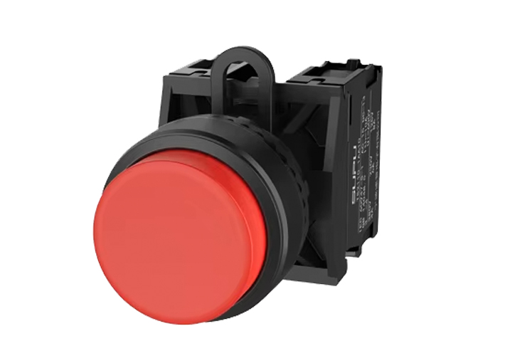 Кнопка выпуклая (красная) TS2510-0BM10-R20 - Кнопка круглая выпуклая, без блокировки, без подсветки, пластиковое переднее кольцо, с плавным нажатием, с контактной группой 2NO, диаметр головки кнопки 29,5 мм, диаметр посадочного отверстия: 22 мм, цвет: кра