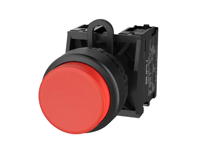 Кнопка выпуклая (красная) TS2510-0BM10-R10 - Кнопка круглая выпуклая, без блокировки, без подсветки, пластиковое переднее кольцо, с плавным нажатием, с контактной группой 1NO, диаметр головки кнопки 29,5 мм, диаметр посадочного отверстия: 22 мм, цвет: кра