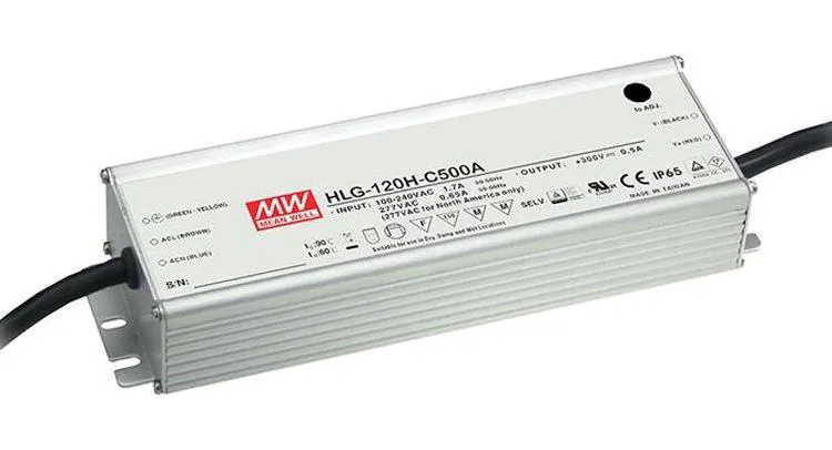HLG-120H-C500AB - Источник электропитания светодиодов класс IP65 150Вт 150-300В/500мА стабилизация тока димминг