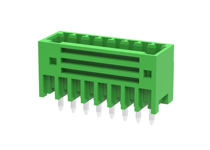 Вилочный разъем на плату MC-PA2.5V23-0002 - Вилочный разъем, вертикальный, на плату, шаг: 2.5 мм, 23 полюса, фиксация на плате пайкой, исполнение: стандартное, 160V, 4A, цвет: зеленый