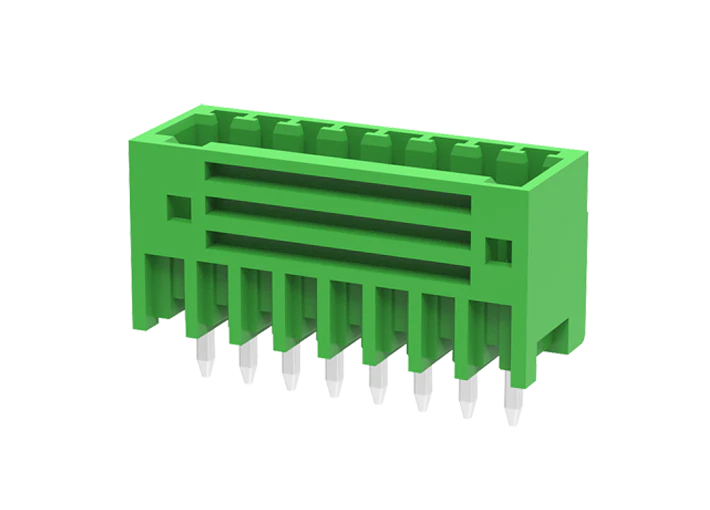 Вилочный разъем на плату MC-PA2.5V11-0002 - Вилочный разъем, вертикальный, на плату, шаг: 2.5 мм, 11 полюсов, фиксация на плате пайкой, исполнение: стандартное, 160V, 4A, цвет: зеленый