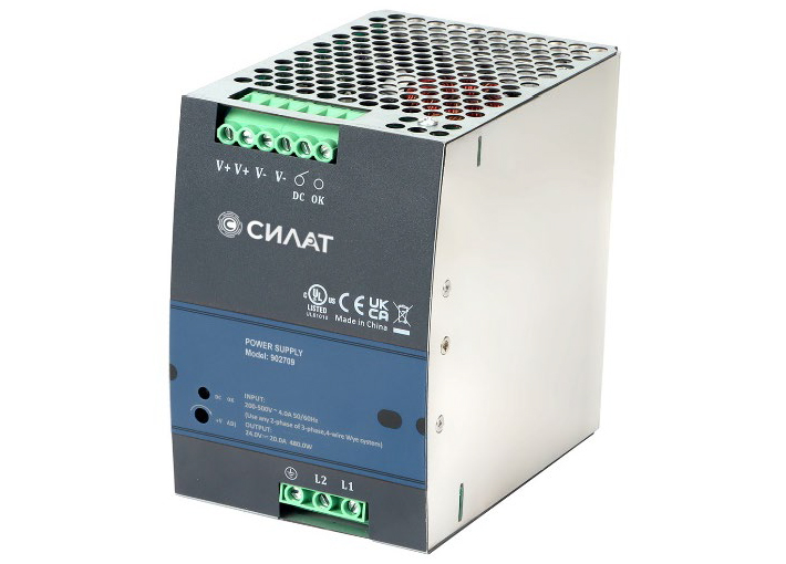 Источник питания 24 V DC/20 A, 902709 - Источник питания, одно/двух -фазный, 24VDC / 20A, 480W, диапазон входн. напр.: 180 - 550VAC / 254 - 780VDC, габариты (мм): 142х125х85, монтаж: на DIN рейку