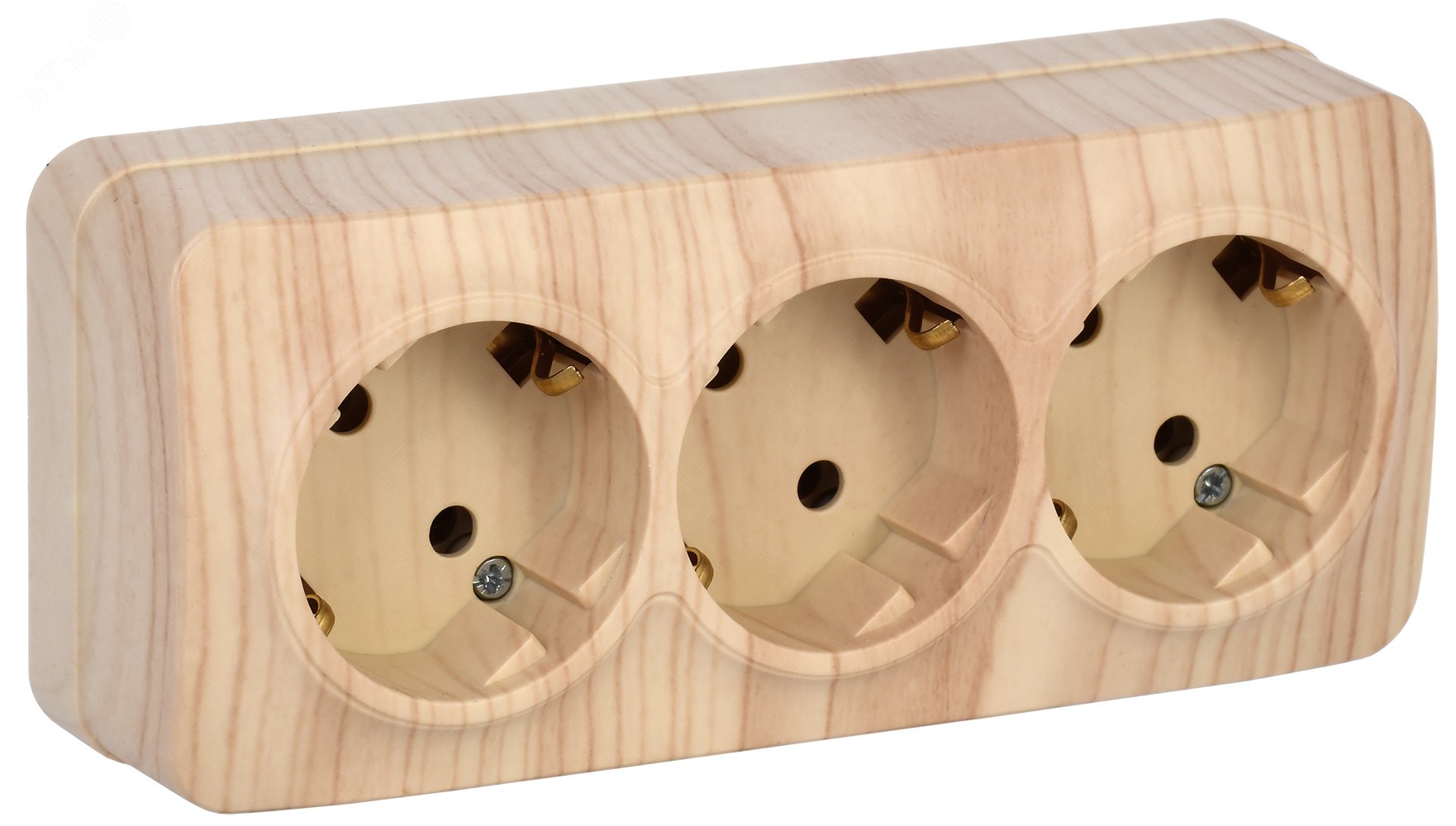 Розетка 3-м ОП GLORY РС23-3-ХС 16А с заземл. сосна ERH31-K34-16