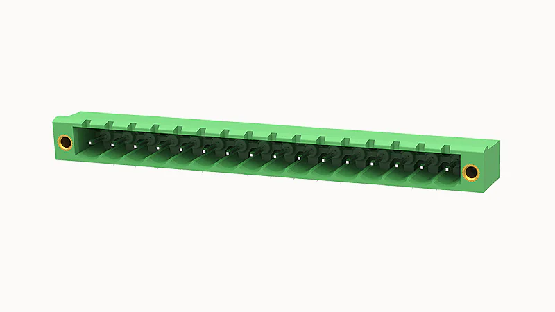 PCB вилка 2EDGRM-5.08-16P-14 - Вилочный разъем, PCB, на плату, пайка, шаг 5,08 мм, 16 полюсов, угол монтажа 90 гад., 320V, 20А, цвет: зеленый, серия 2EDGRM