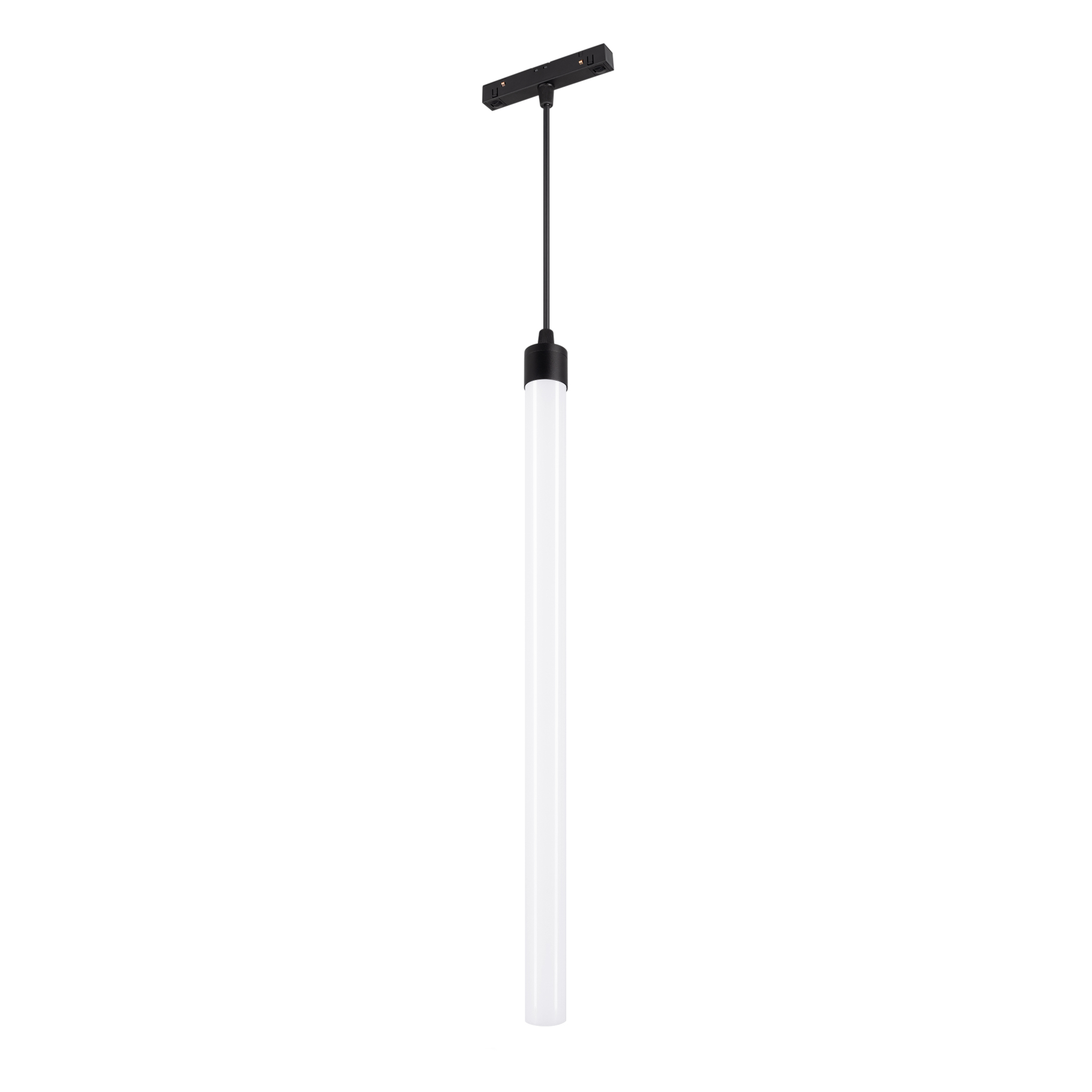 Светильник MAG-FLEX-TUBE-HANG-L500-7W Day4000 (BK, 360 deg, 48V) 034042 - Светильник подвесной для магнитных треков серии FLEX. Мощность 7 Вт, св. поток 450 лм, 67 лм/Вт, дневной 4000 K, CRI>90, угол 360°, напряжение питания 48 В. Матовый белый фигурный к