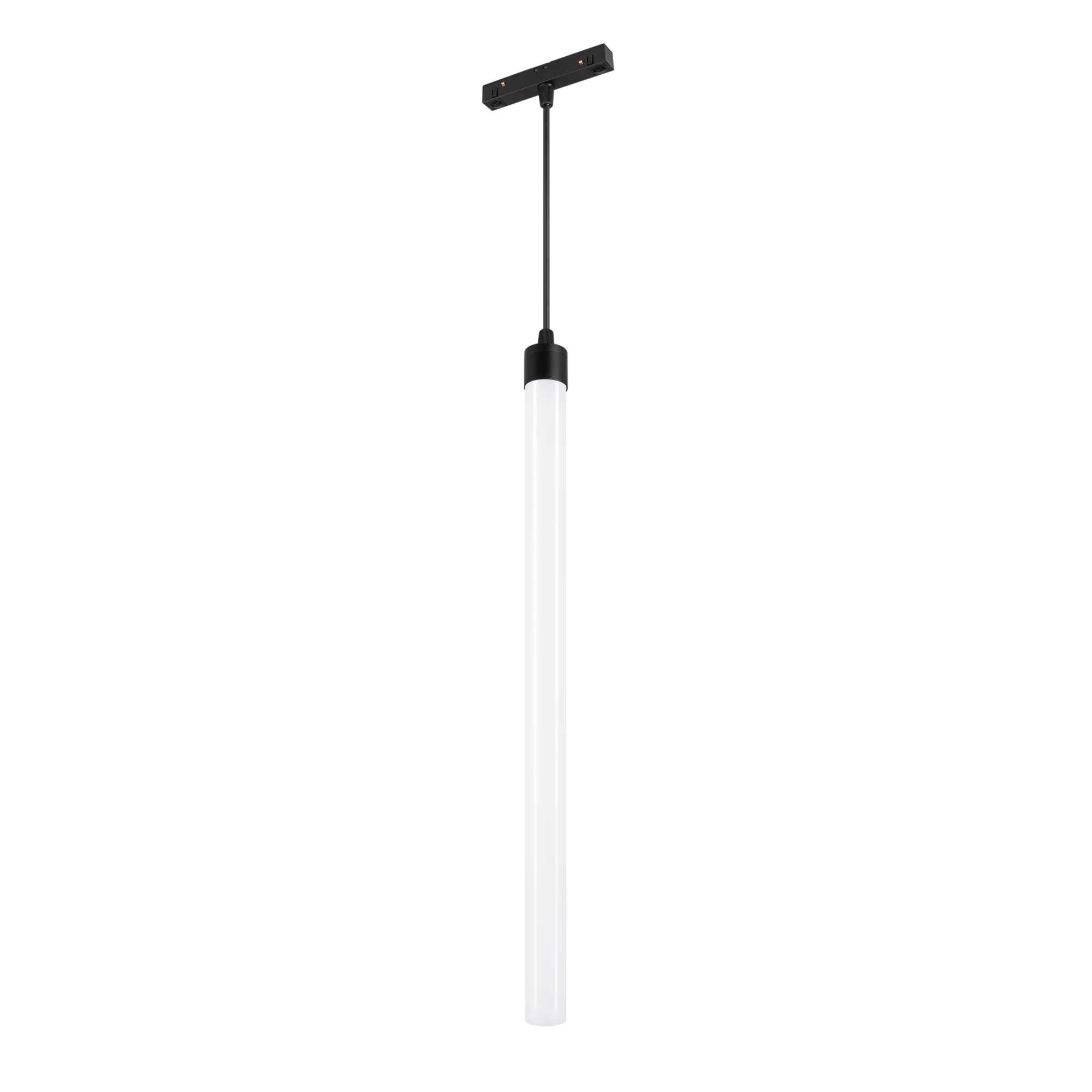 Светильник MAG-FLEX-TUBE-HANG-L500-7W Day4000 (BK, 360 deg, 48V) 034042 - Светильник подвесной для магнитных треков серии FLEX. Мощность 7 Вт, св. поток 450 лм, 67 лм/Вт, дневной 4000 K, CRI>90, угол 360°, напряжение питания 48 В. Матовый белый фигурный к