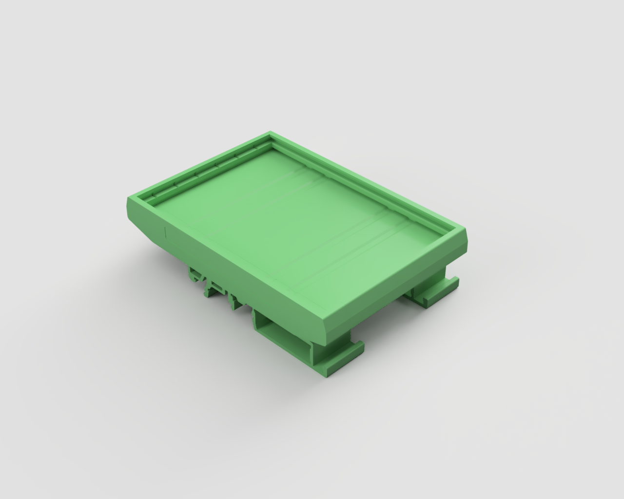 Корпус для РЭА DMK108-11.25-05P-14 - Корпус для РЭА, в сборе, в комплекте: 2 боковые крышки, держатель на DIN рейку, 5, центральных частей корпуса, высота печатной платы 108 мм, пластик, цвет: зеленый, серия DMK108