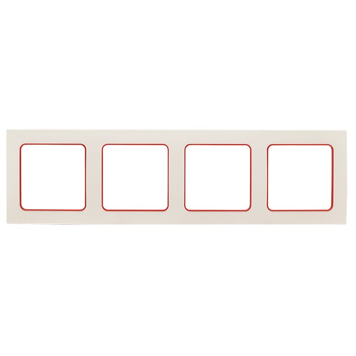 Стокгольм Рамка 4-местная белая с линией цвета красный PROxima EAM-G-305-10