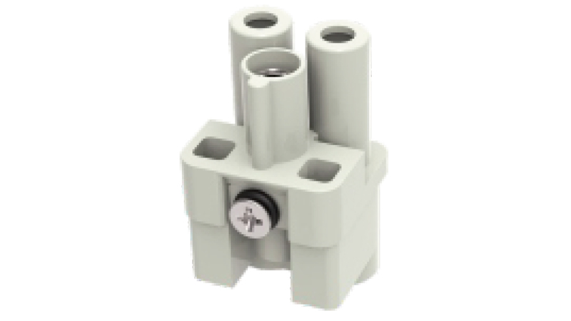 Розеточная контактная вставка DQV-002-F(2.5-6mm) - Розеточная контактная вставка, аксиальная винтовая фиксация, 2 полюса + PE, типоразмер 3A, 400V, 40A, сечение обслуживаемых проводников 2,5-6 мм кв,, тип покрытия контактов: серебро