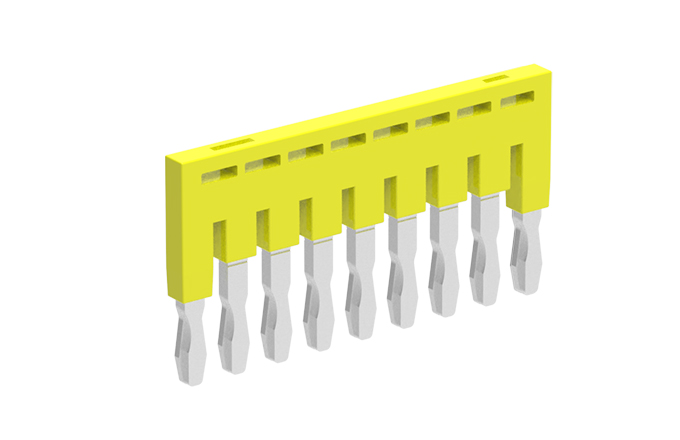 Соединительная перемычка TJB5.2-9 - Соединительная перемычка, втычная, изолированная, 9 полюсов, для серий клемм: TP/TU/TC, шириной 5,2 мм, цвет: желтый