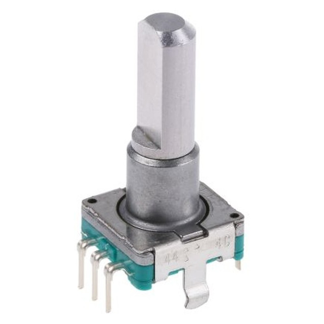 EC11E15204A3 - Энкодер EC11, 30 щелчков, 15 импульсов, металлический вал с лыской 20мм, вертикальный