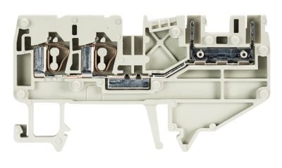 Клемма сдв. WKF 2.5 D2/8113/35 - Сдвоенная клемма для подключения разъема 8113, тип фиксации провода: пружинный, номинальное сечение: 2,5 мм кв., 16A, 250V, ширина: 5 мм, цвет: серый, тип монтажа: DIN 35