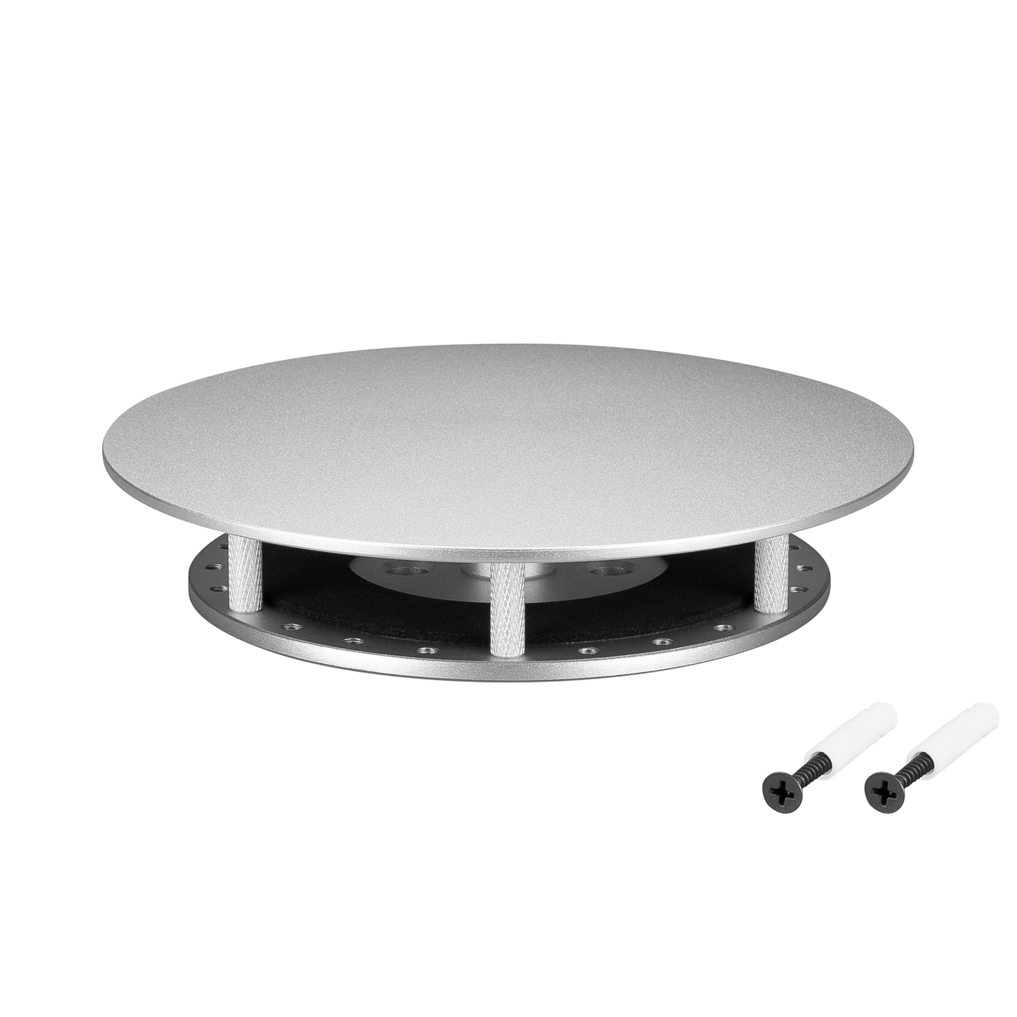 Крепление MOONLIGHT-BASE-ROUND-D25-M Silver 046088 - Крепление герметичной ленты MOONLIGHT D25. Материал сталь, цвет серебряный. Размер крышки M (150х150 мм). Подходит для плоских поверхностей. Габариты держателя в сборке 150x150x32.5 мм. Диаметр основани