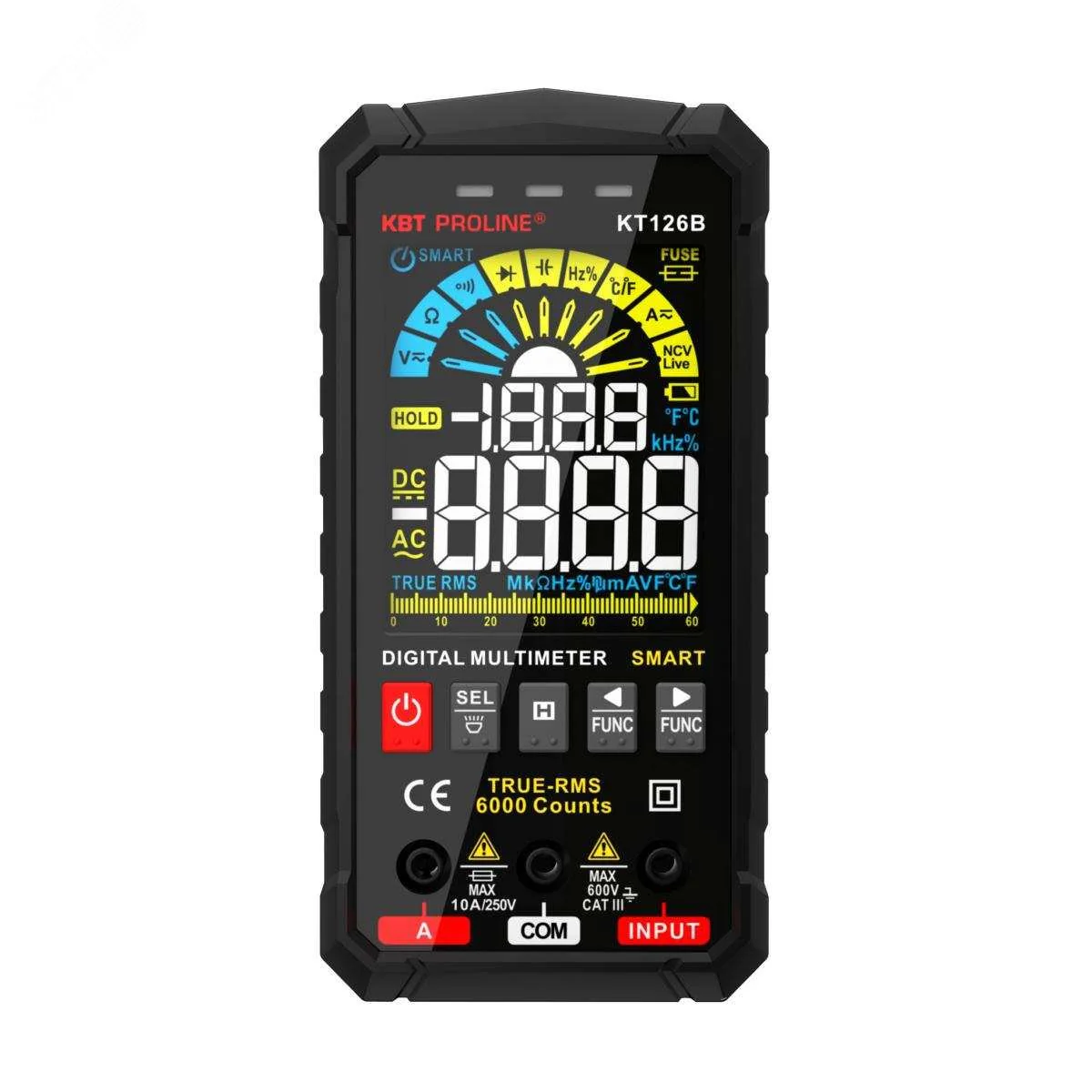 KT 126В серия PROLINE - Мультиметр компактный цифровой SMART с True RMS, ЖК-дисплей с диагональю 3.16", ACA/DCA/ACV/DCV/R/C/F/t