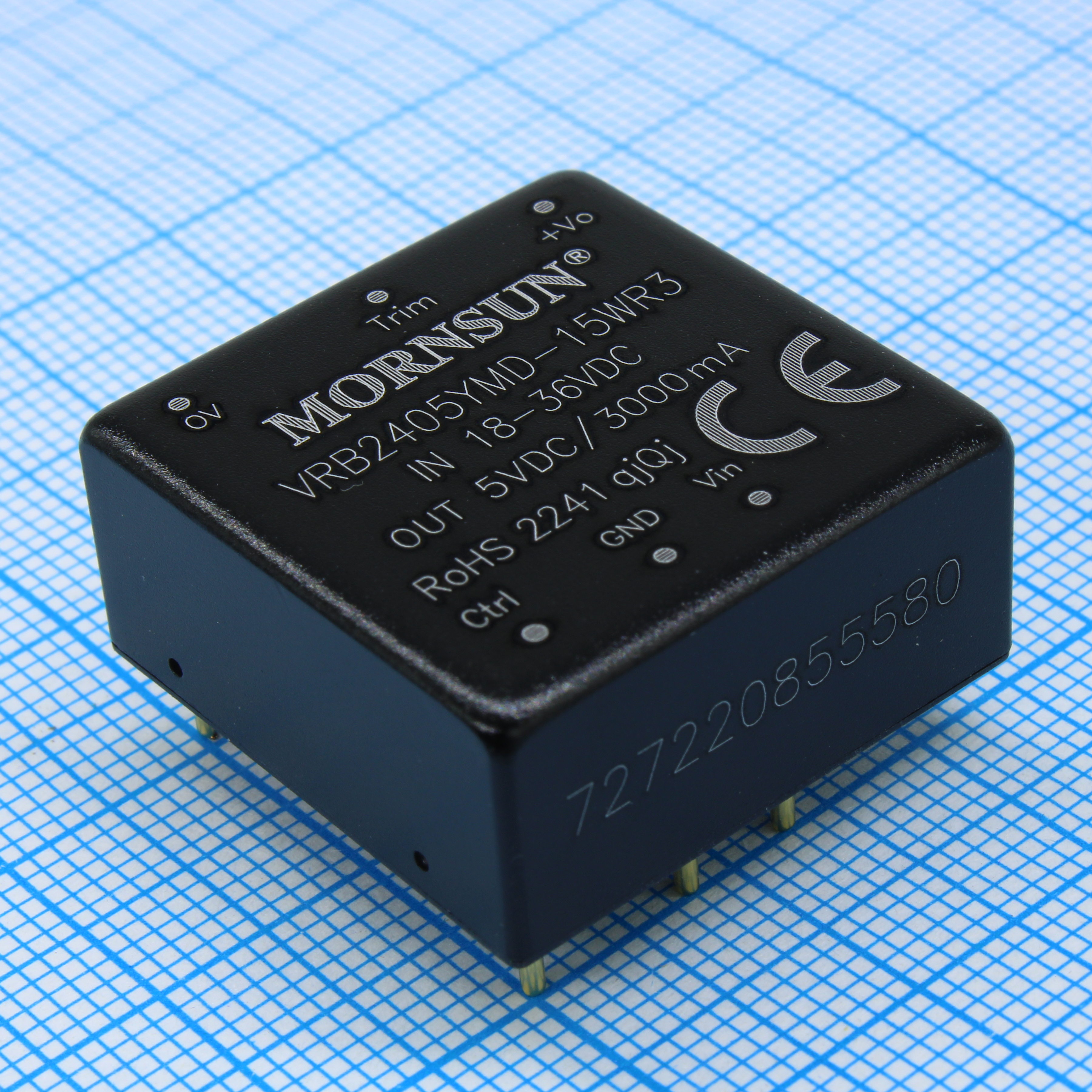 VRB2405YMD-15WR3 - Преобразователь DC/DC мощность, Вт: 15 вход 24(18...36)В выход 5В/3А изоляция 1500В КПД 90% -40°С...+105°С