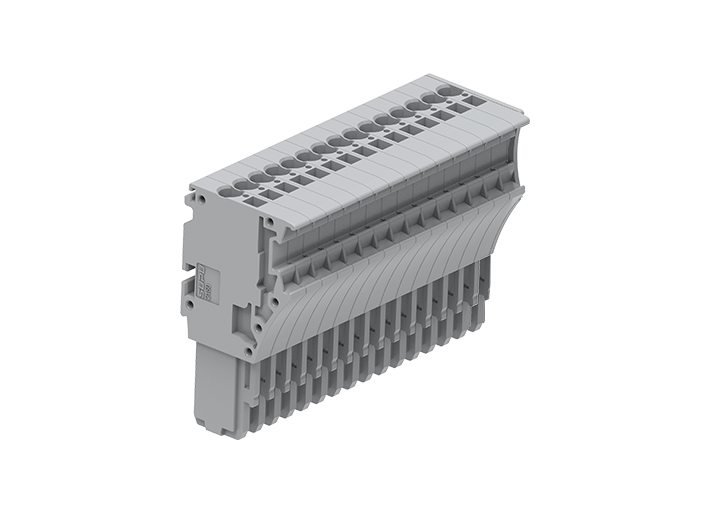 Вилка штекерная 2150-115 - Вилка штекерная для клемм с разъемом, тип фиксации провода: пружинный, 15 полюсов, мм кв., 13,5A, 500V, цвет: серый