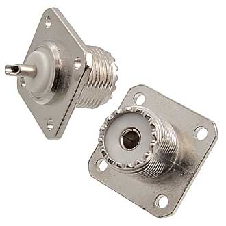 UHF-BJ - Разъем высокочастотный гнездо UHF, крепление фланцевое под 4 винта