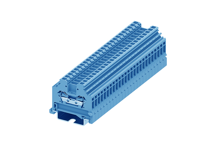Проходная клемма 225916 - Проходная клемма, боковой подвод кабеля, TA2.5, тип фиксации провода: пружинный, номинальное сечение: 2,5 мм кв., 24A, 800V, ширина: 5 мм, цвет: синий, тип монтажа: DIN 35