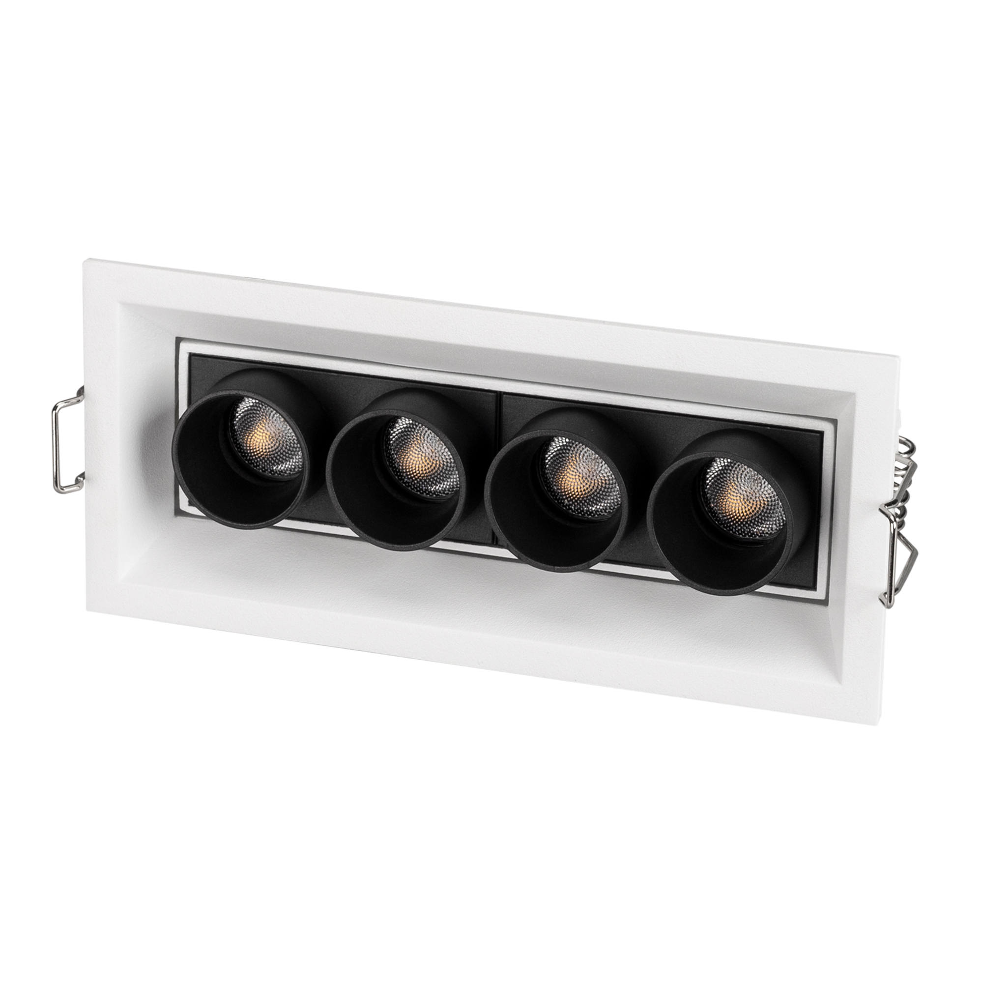 Светильник MS-ORIENT-BUILT-TURN-TC-S67x150-10W Warm3000 (WH-BK, 30 deg, 230V) 031929 - Встраиваемый поворотный светильник. Мощность 10 Вт, св. поток 750 лм, 75 лм/Вт, теплый 3000 K, CRI>98, угол 30°, напряжение питания 230 В. Белый прямоугольный корпус из