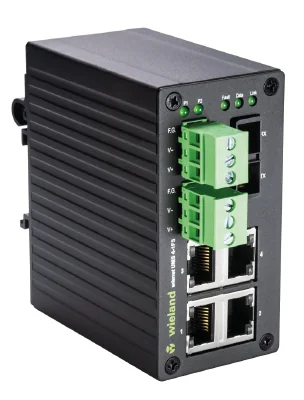 Коммутатор WIENET UMS 4-1FS - Коммутатор серии WieNet, неуправляемый, 4 порта RJ45 скорость передачи 10/100 MBit/s, FOC порт 1x SC (single mode) номинальное напряжение: 9-30 VDC, монтаж: на DIN рейку, материал корпуса: алюминий