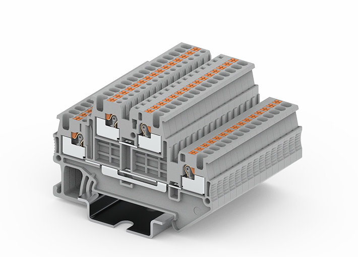 Этажная клемма TPD1.5-2-GY - Этажная клемма, тип фиксации провода: push-in, номинальное сечение: 1,5 мм кв., 16A, 500V, ширина: 3,5 мм, цвет: серый, тип монтажа: DIN 35