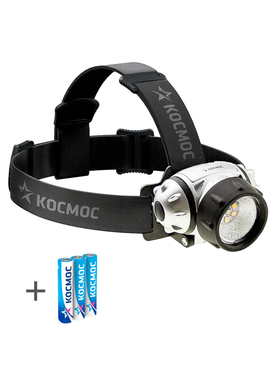 Фонарь налобный, XPE LED + 6 SMD, 3 батарейки ААА, 250Lm