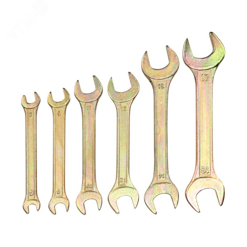 Набор ключей рожковых (6х7-16х17мм), 6 шт, желтый цинк 12-5843-2