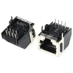5555141-1 - Разъем модульный RJ-45 розетка 8 контактов шаг 2.54мм угловой монтаж в отверстие 8 терминалов 1 порт коробка/лоток