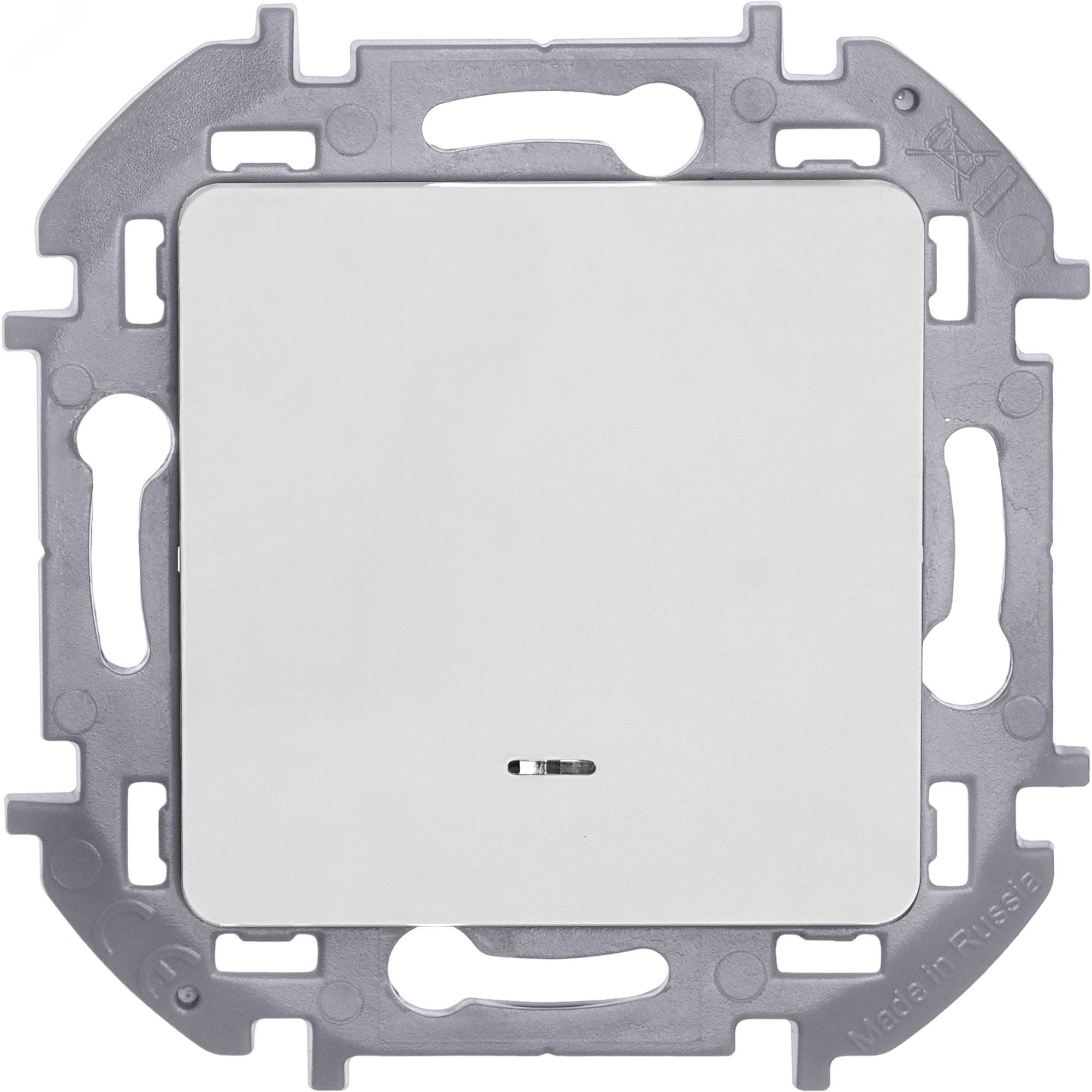 Переключатель 1-кл. Inspiria 10А IP20 250В 10AX с подсветкой / индикацией механизм бел. Leg 673660