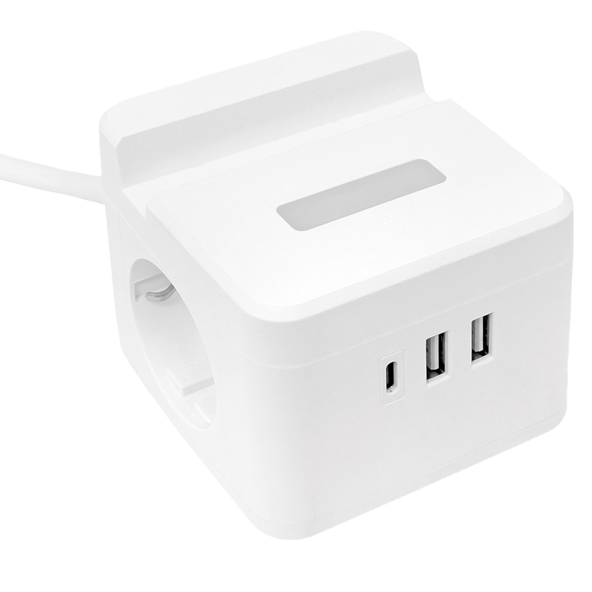 Удлинитель "Куб" 2х1.3м USB + 2Type C с быстрой зарядкой подставкой под телефон и ночником 1кв.мм UBA-CUB-2-FC