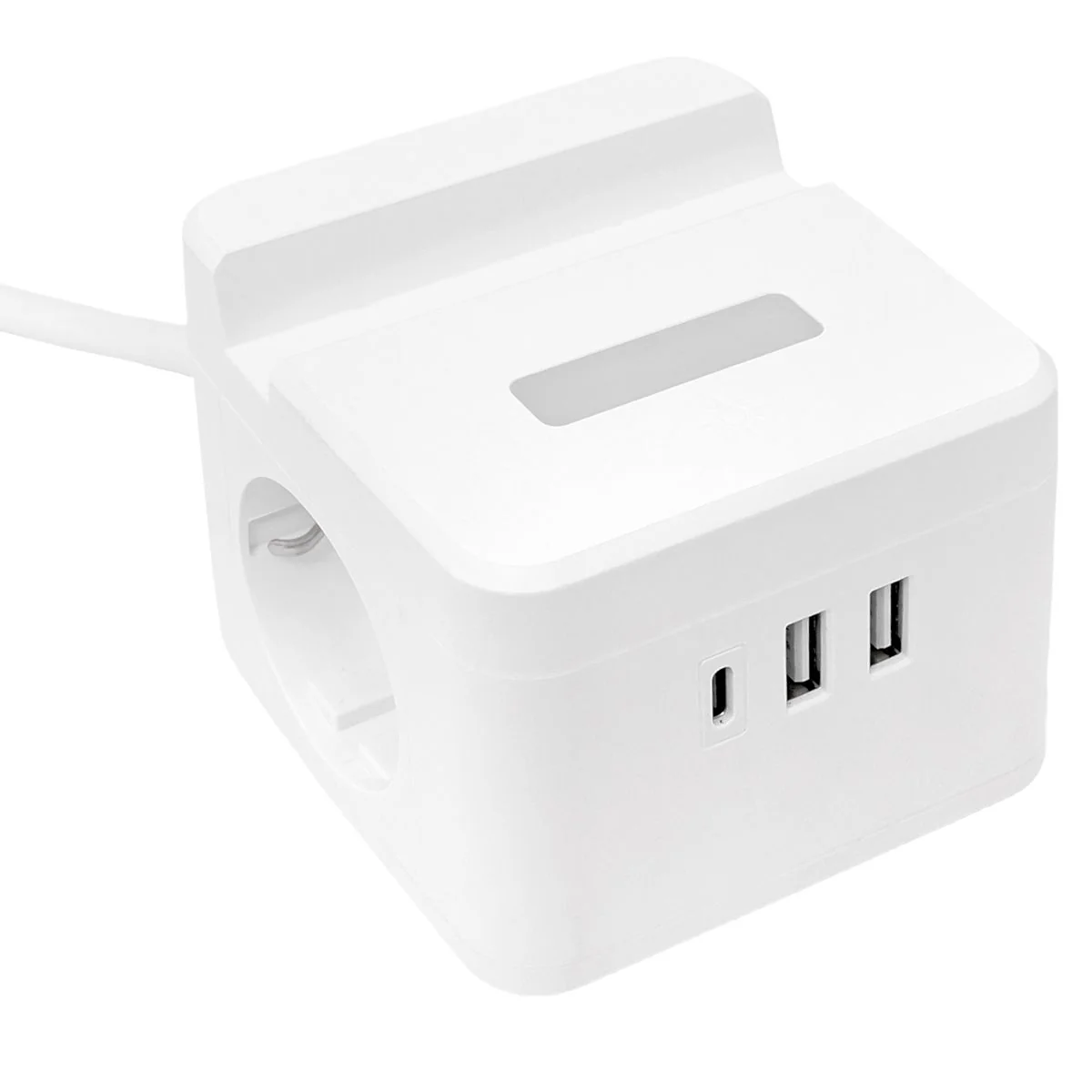 Удлинитель "Куб" 2х1.3м USB + 2Type C с быстрой зарядкой подставкой под телефон и ночником 1кв.мм UBA-CUB-2-FC