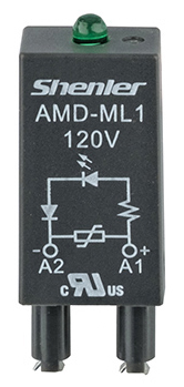 Модуль AMD-M 120V - Модуль для реле, 120VAC/DC, выристор, цвет: черный, для колодок: SRU, SKF14, SKC, SKB, STB, SRC*-E, SRB, GZT, GZM, GZS, GZMB, ES32